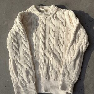 Crewcuts Cream Cable-Knit Crewneck Sweater